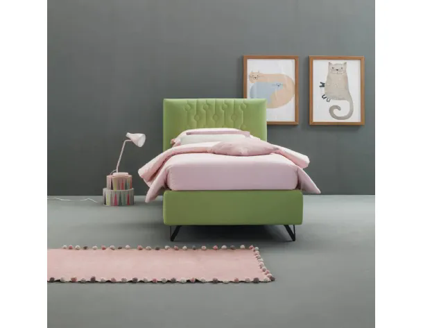 Letto singolo moderno in tessuto con testiera Loop di Bside