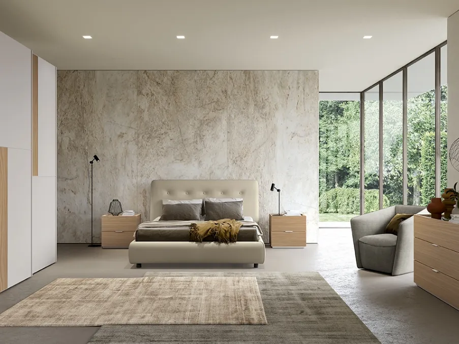 Letto Adagio in tessuto imbottito di Colombini Casa