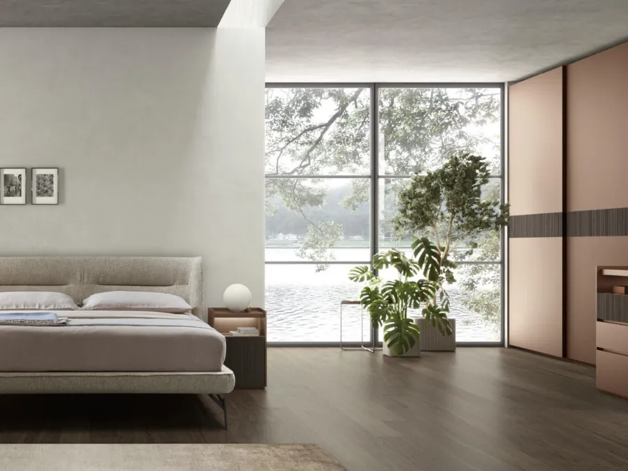 Letto in tessuto imbottito Henry di Maronese