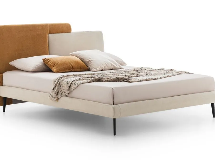 Letto in tessuto imbottito con testiera bicolore Together di Le Comfort