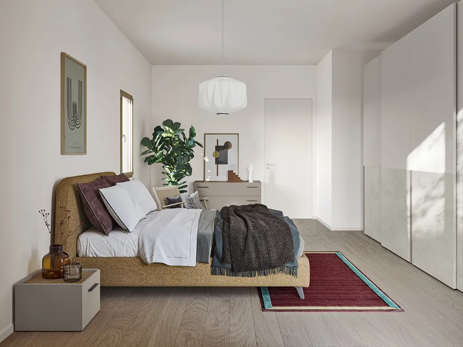 Letto in tessuto con testiera Verso di Colombini Casa