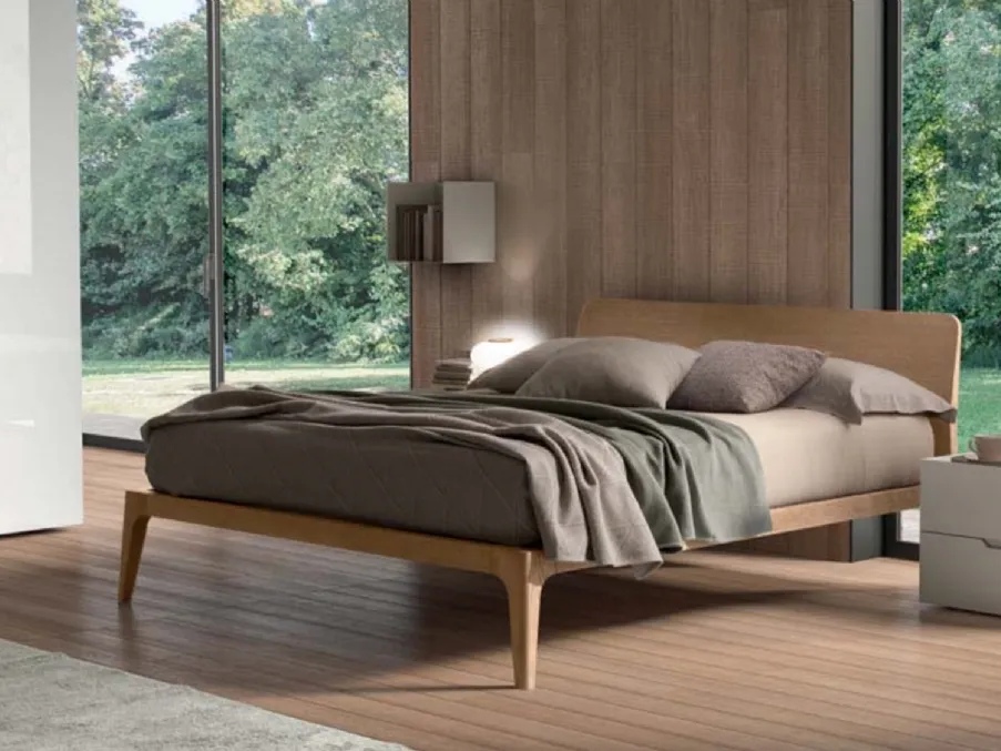 Letto moderno in legno con testiera Zenit di Morassutti