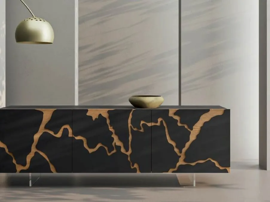 Madia Elettra in legno con decoro in foglia bronzo di Fratelli Mirandola