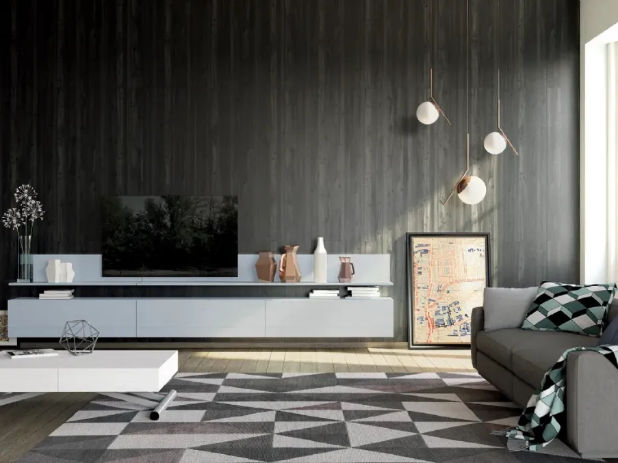 Mobile Porta Tv sospeso Unikawood 17 in legno laccato grigio di Fratelli Mirandola