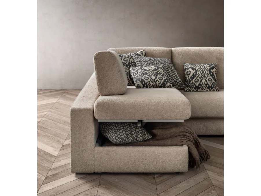 Divano Letto con penisola contenitore Cliff di Samoa