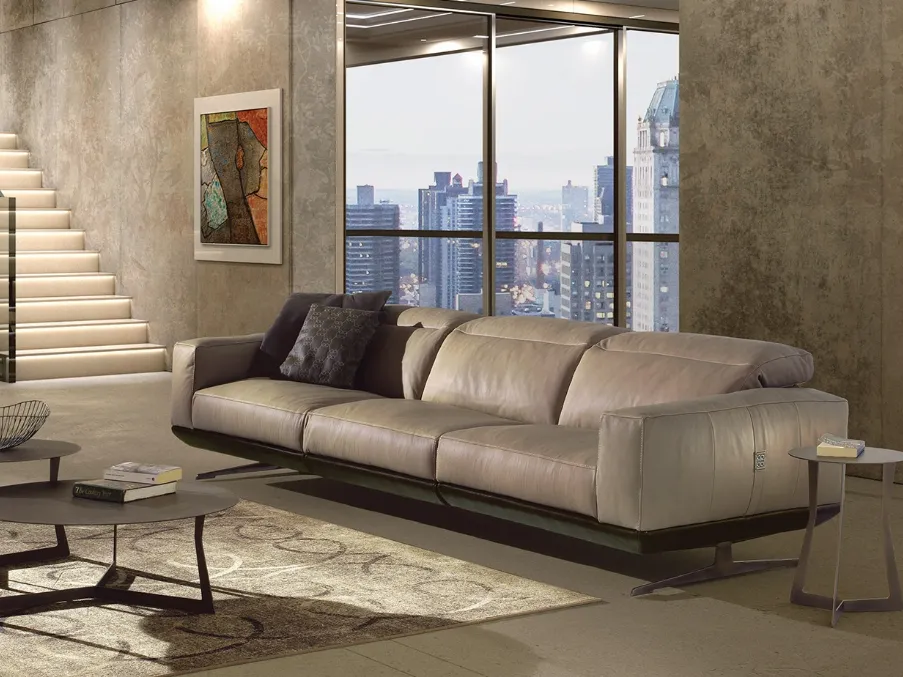 Divano lineare in pelle Gloria di Egoitaliano