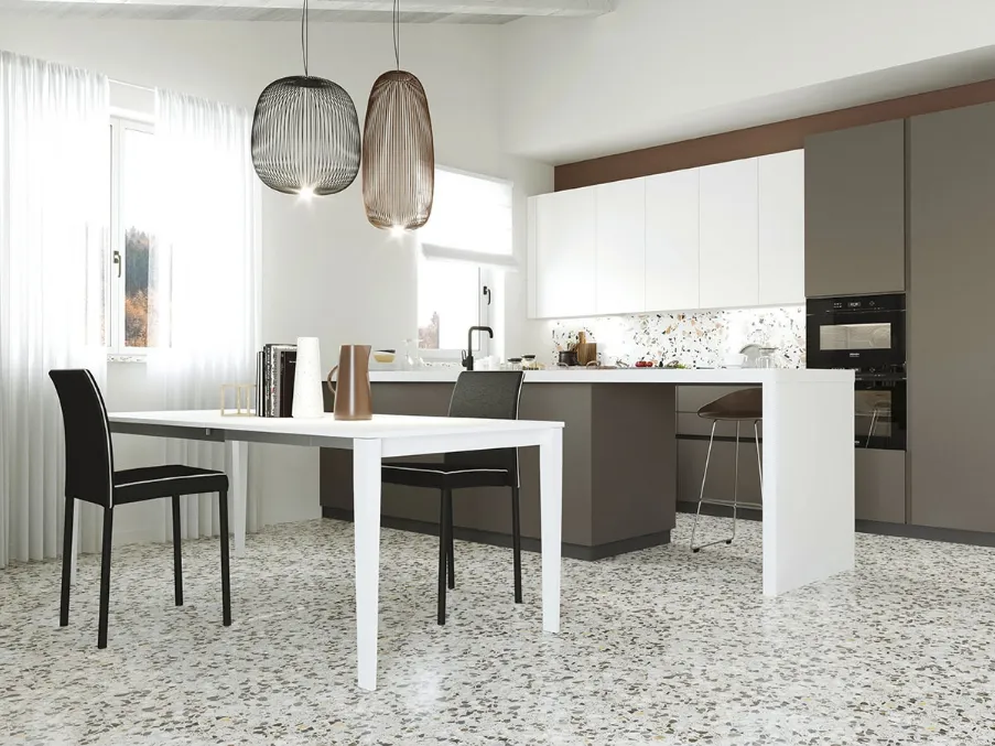 Tavolo allungabile Diapason in vetroceramica bianco Calacatta di Zamagna