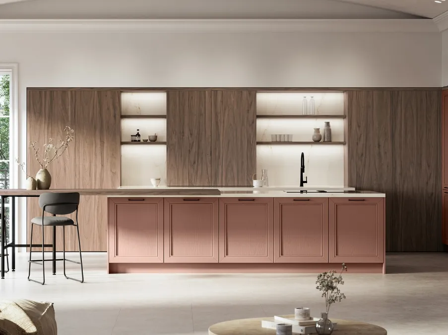 Cucina Classica con isola Opera 01 in laccato e laminato di Arredo3