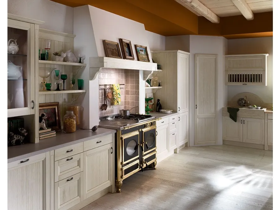 Con la Cucina Classica Country in legno di Tempora Country potrai ultimare uno spazio accogliente, caratterizzato da forme decise e materiali di prima scelta