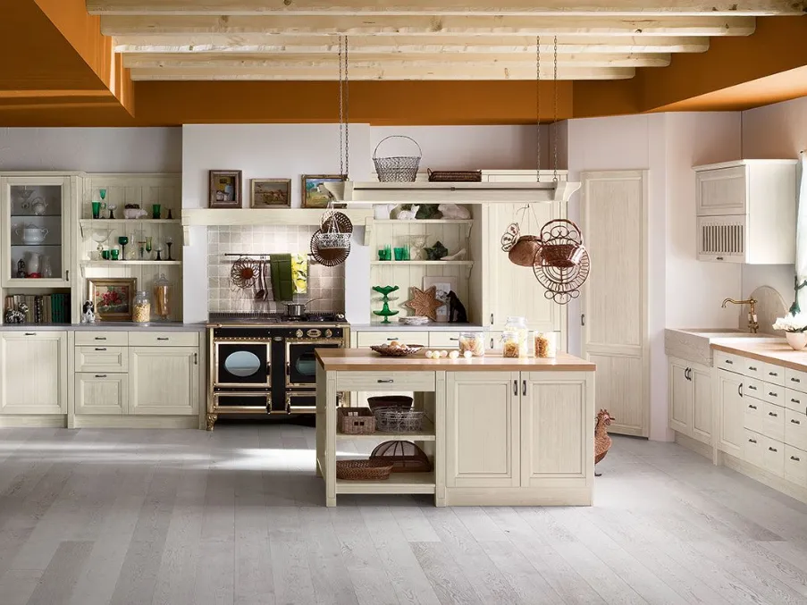 Con la Cucina Classica Country in legno di Tempora Country potrai ultimare uno spazio accogliente, caratterizzato da forme decise e materiali di prima scelta