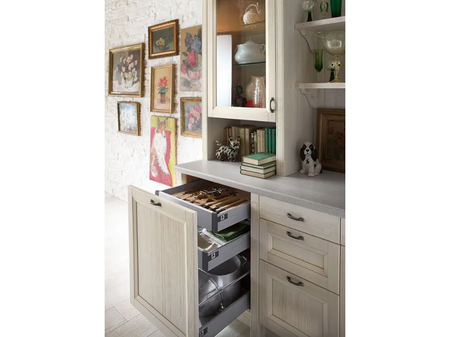 Con la Cucina Classica Country in legno di Tempora Country potrai ultimare uno spazio accogliente, caratterizzato da forme decise e materiali di prima scelta