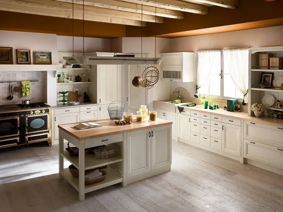 Cucina Classica ad angolo con isola Country di Tempora Country