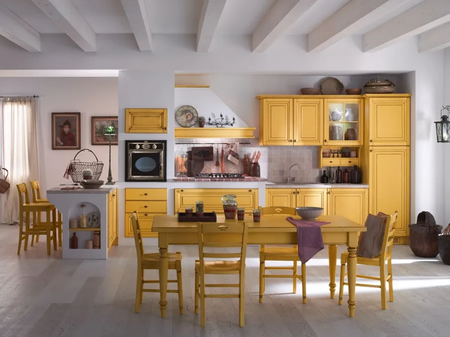 Cucina Classica Tradizionale in muratura con penisola Tempora Country