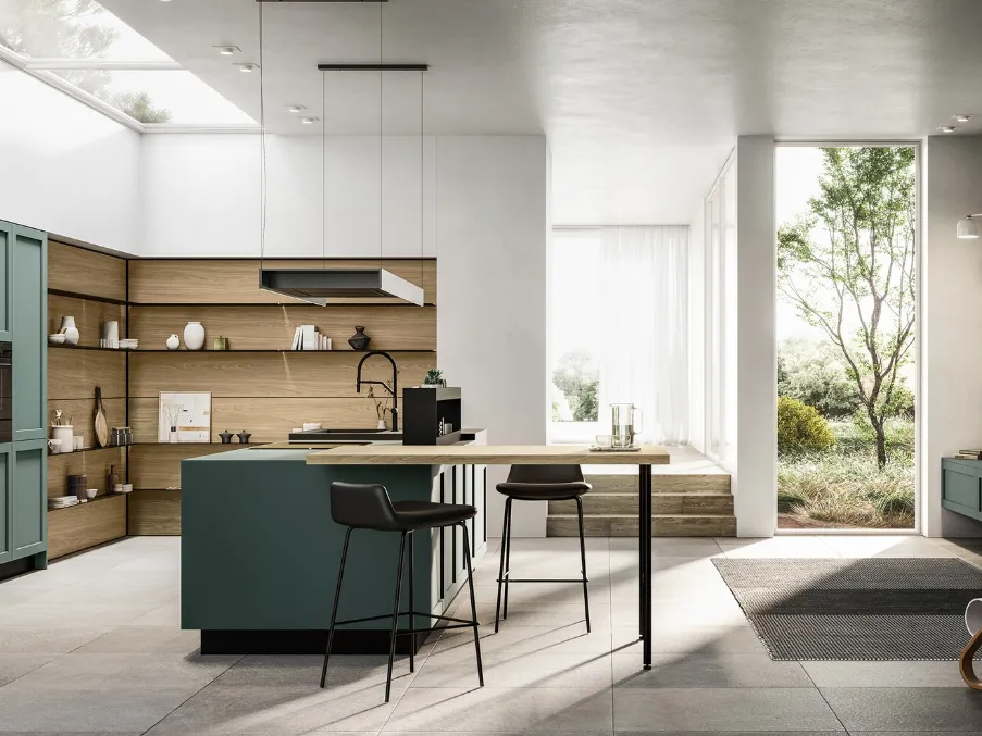 Cucina Moderna in Pet e laminato con isola Alma di Arredo3