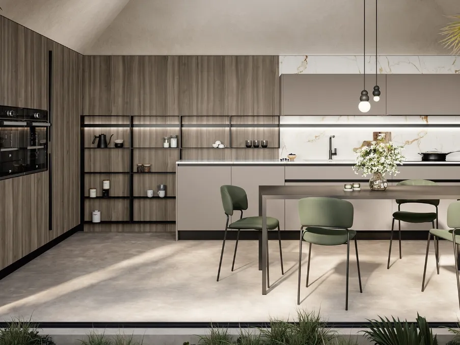 Cucina Moderna angolare Cloe 04 in laccato e laminato di Arredo3