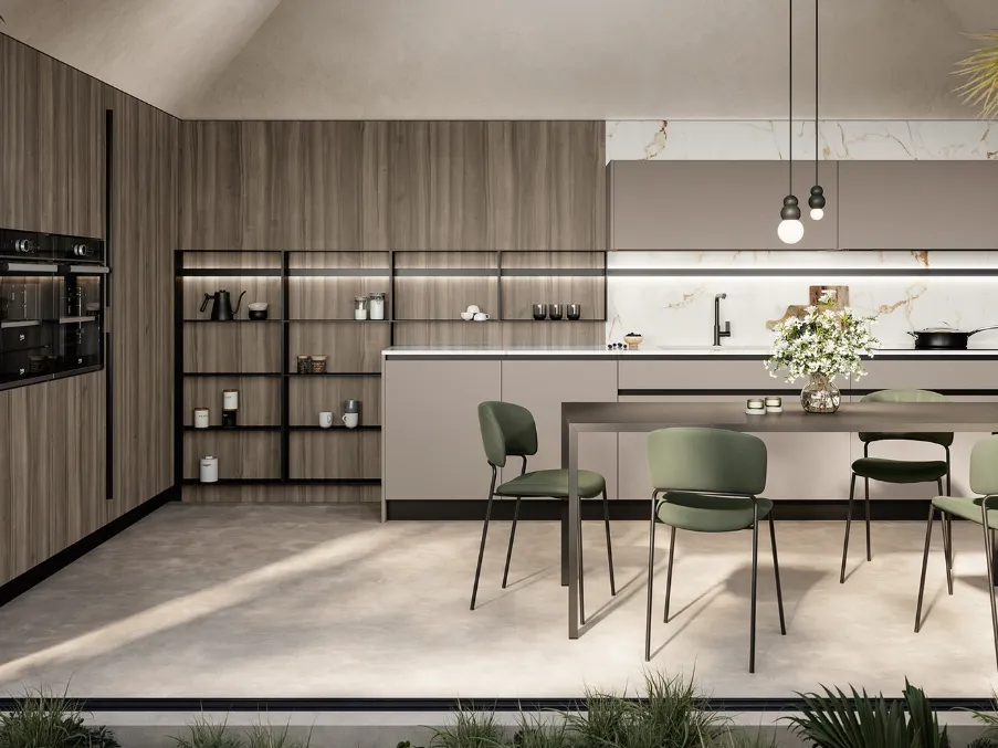 Cucina Moderna angolare in laccato e laminato Cloe di Arredo3