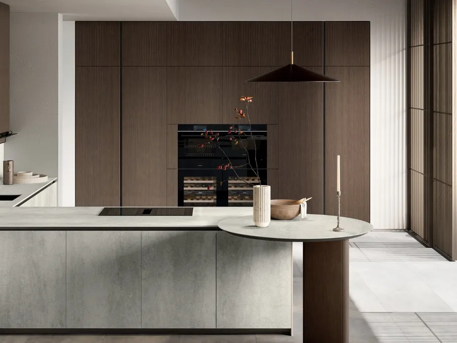 Cucina Moderna in gres con penisola Glass di Arredo3