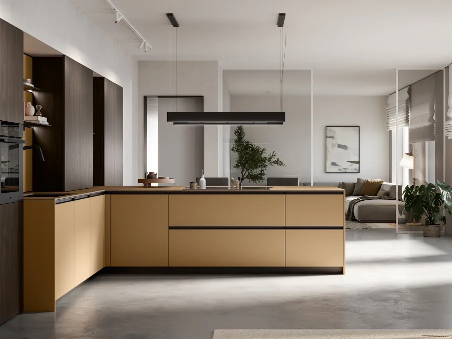 Cucina Moderna con penisola in Pet e laminato Kalì di Arredo3