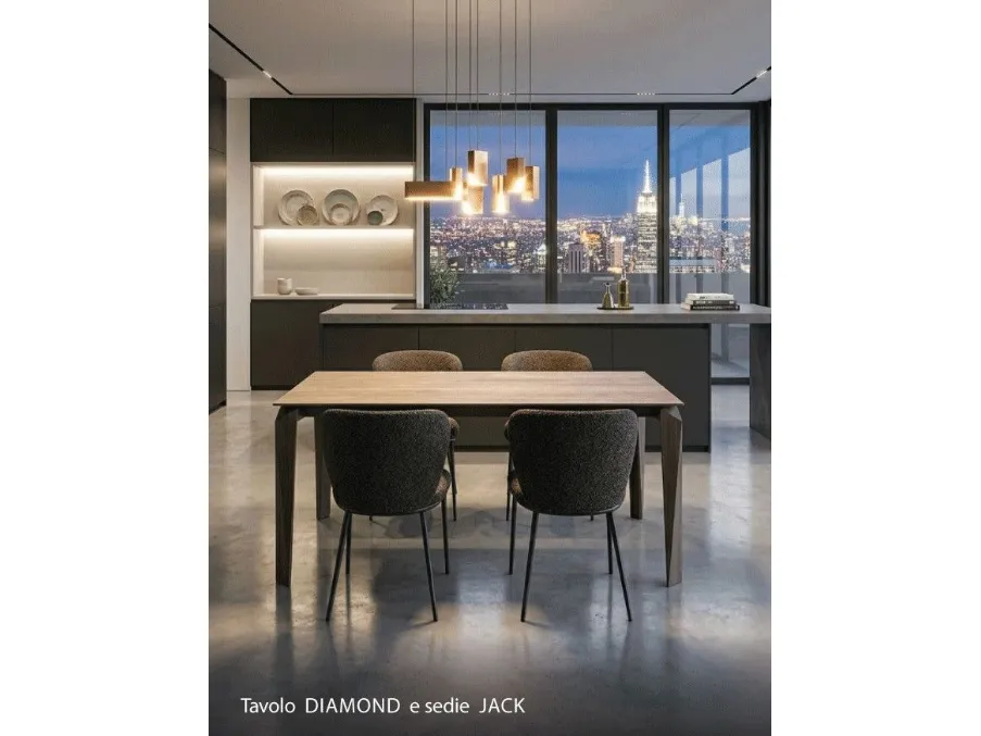 Tavolo rettangolare in ceramica Diamond 160x90 allungabile