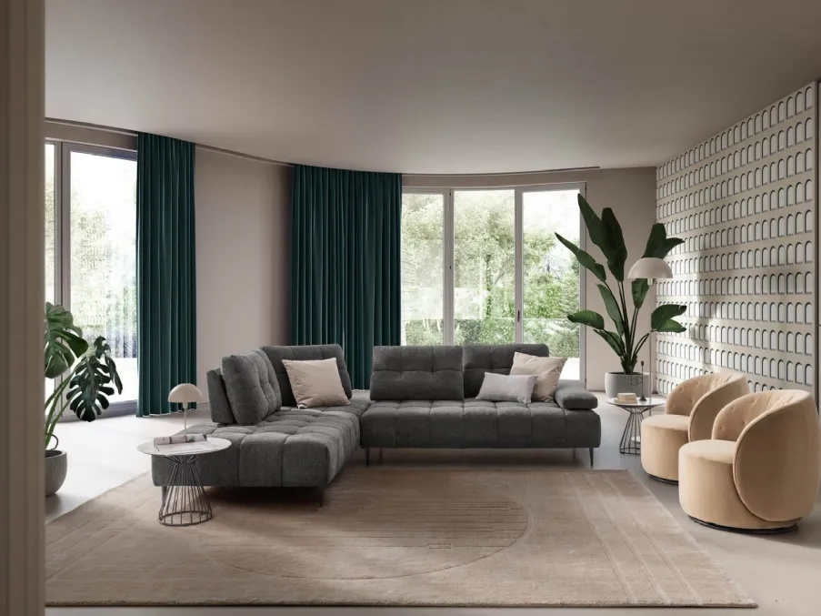 Divano Joplin ,scorrimento dello schienale e bracciolo reclinabile